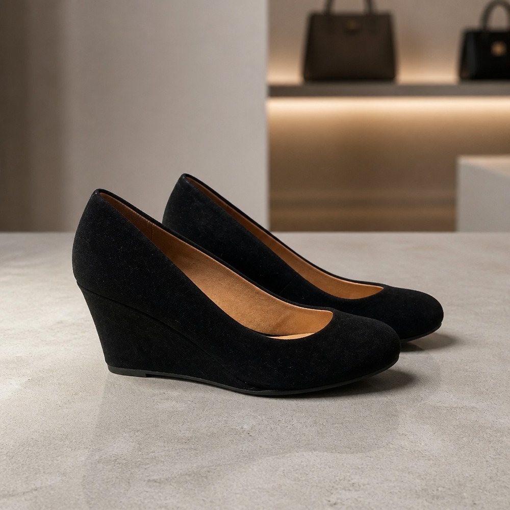 NIB Maurices 3.5" closed toe wedge black size 7
